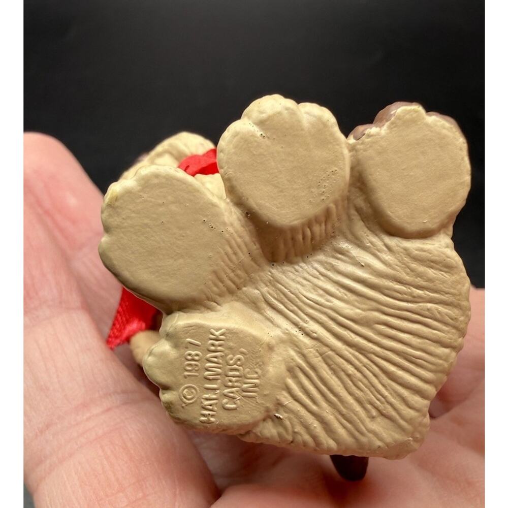 Hallmark Ornament 1987 Reindoggy Dog Branch Antlers Red Ribbon Bow No Box -Lo16 - Picture 6 of 8